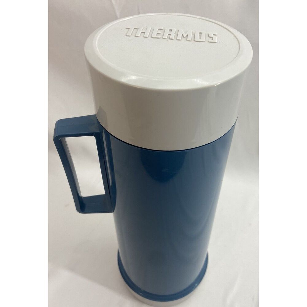 Blue Thermos Brand Thermos 100F 1 Liter With Screw Top Lid And Cup Unused Canada